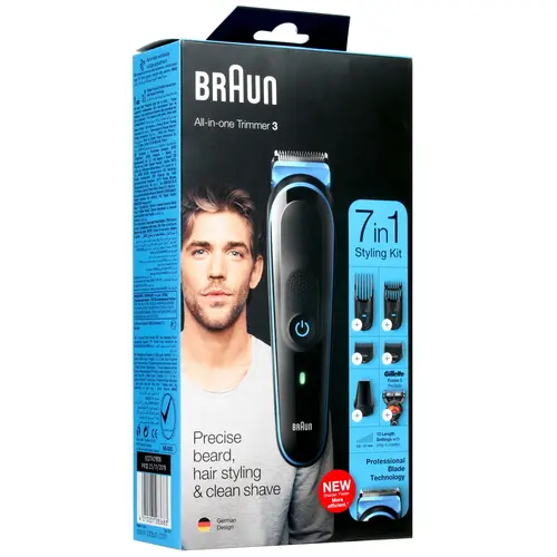 Триммер Braun MGK3245 + Бритва Gillette + 1 кас черный/синий