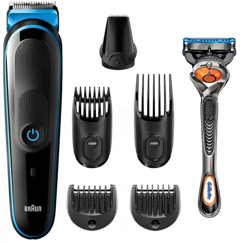 Триммер Braun MGK3245 + Бритва Gillette + 1 кас черный/синий
