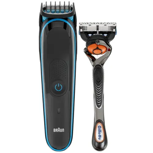 Триммер Braun MGK3245 + Бритва Gillette + 1 кас черный/синий