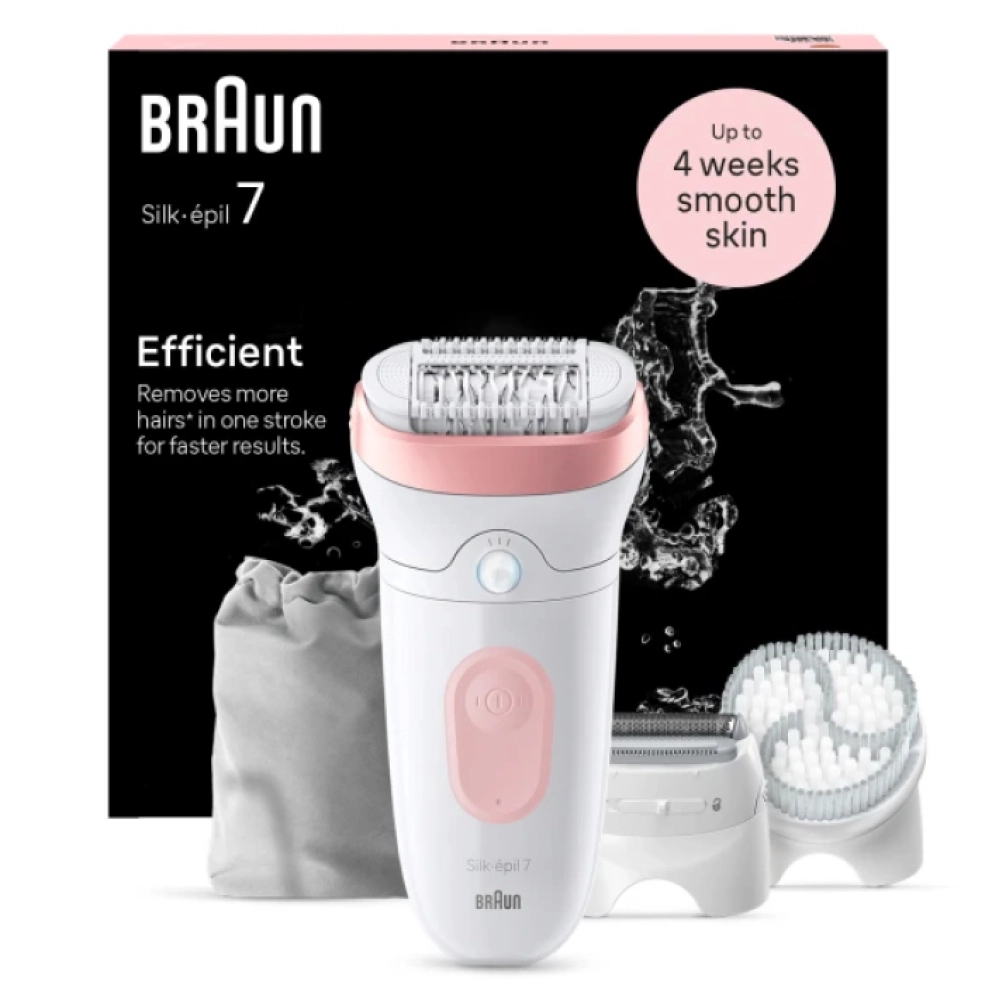 Эпилятор Braun S7 SE 7-060 Flamingo с бритвенной насадкой и щеткой для тела
