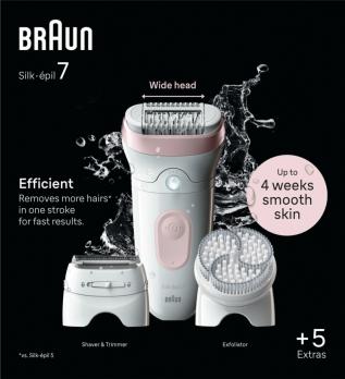 Эпилятор Braun S7 SE 7-060 Flamingo с бритвенной насадкой и щеткой для тела